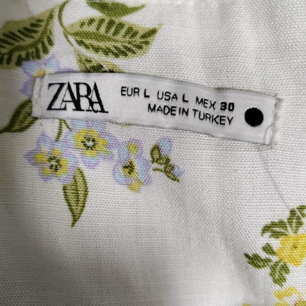 Zara Whimsy Boho Casual Festival Twee Y2K Floral Print Midi Dress Ivory Size L - Picture 5 of 10